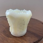 Vtg Imperial Glass Custard Toothpick Holder Creamy Yellow Sawtooth Rim 2 5 