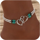 Shell Ankle Bracelet Set For Women  14k Gold Boho Bead Adjustable Anklet  Hawaii