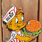 Vintage Frish s Big Boy Restaurants Porcelain Enamel Metal Sign Size 10  X 6 