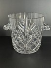 Vintage Xl Heavy Cut Crystal Wine Cooler Or Champagne Ice Bucket W handles 9 x9 