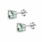 925 Sterling Silver 2 00ct Green Amethyst 6mm Round-cut Stud Earrings For Women