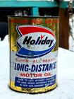 Vintage Holiday Gas Station Metal Motor Oil  Can Gasoline Oil Quart