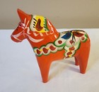 Swedish Wood Dala Horse Nils Olsson Hand Painted Folk Art Org Orange  5    3  