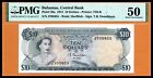 Bahamas Au Banknote 10 Dollars 1974 P-38a Pmg 50 About Uncirculated