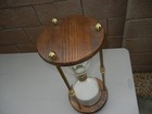 Vintage Large Decorative Brass   Wood Hour Glass Timer  21  Tall - Excellent
