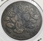 1856 Province Of Nova Scotia One Penny Coin Victoria Vg - Free Shipping 
