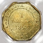 1853  1 Pcgs Au58 Bg-530 Ogh California Territorial Gold Old Green Holder