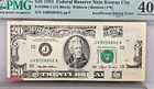 1993  20 Federal Reserve Note Kansas City Insufficient Inking Error   Pmg Xf 40