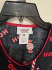 Looney Tunes Women   s Xs Scrub Top Black Red Holiday Daffy Duck Cotton