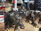 5 Vintage Hand Carved Wooden Elephants Dark Ebony  Mahogany  See Description