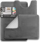 Clara Clark 3 Piece Bathroom Rugs Bath Mat Set  Velvet Memory Foam Bath Mats For