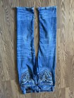 Rock Revival Men   s Blue Denim Bootcut Jeans Medium Wash Embroidered Logo 5-pkt