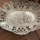 2 Antique German 800  Silver Pierced Oval Basket With Figural Scene Repousse