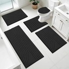 Bathroom Rugs Set 5 Pcs Bath Mats Toilet Lid Cover   U Shaped Contour Toilet Rug