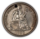 Love Token - Afb Script Sail Boat On 1888 10c Seated Liberty Dime - Y4830