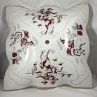 Vintage 1950s Western Ceiling Light Shade Frosted Glass Cowboy Lasso Guitar Rare