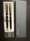 Vintage Parker Insignia Pen mechanical Pencil Set Black Gold Trim Box - Bank