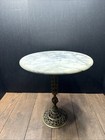 Exquisite French Bistro Table With White Round Marble Top Brass Decorated Foot