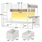 Twin Over Twin Bunk Bed With Desk Charging Station Led Lights White 3 Drawers