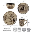 Mossy Oak Animal Print 16 Piece Dinnerware Set  Service For 4  Black And Beige