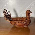 Vintage Wicker Basket Turkey Woven Rattan Thanksgiving Country Rustic Farmhouse