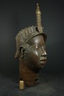 African Benin Bronze Ife  Oni Royal King Head - Nigeria  African Tribal Art