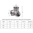 Bsp Stainless Steel Female 3-way Elbow Connector Tee Pipe Fittings 1 2  3 4  1 