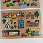 Vintage Fisher-price   Generic Community Wooden Tray Puzzle Lot