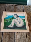 Vintage John Coble Female Figure Oil Painting Outsider Art Feminism Signed