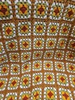 Vintage Crochet Granny Square Afghan Handmade Blanket Throw 66x60 Fall Colors 