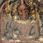 Thai Amulet Phra Sum Kor Buddha Clay Gold Leaf Pendant Wealth Metal Frame