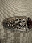 Antique Vintage Silver Tone Filigree And Purple Rhinestone 3 5    Hair Barrette