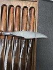 Vintage Mcm Mode Danish 6 Pc Steak Knife Set Sheffield England Teak Wood Tray