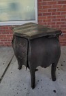 Pair Of Louis Xv Style Bombe Commode Rapped In Olive Green Faux Snakeskin