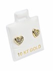 10k Solid Gold Heart Cz Stud Earrings Screw Back Women Kids Broquel Corazon 6mm 