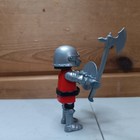 Playmobil Medieval Castle Knight Man Figure Black  Red With Axe   Shield