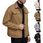 Jacket Longsleeve Solid Men Trucker Front Button Wool-like   