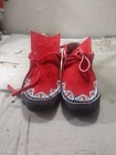 Antique Native American Sioux Cree Indian Cheyenne Beaded Mukluks Flat Moccasins