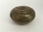Antique Rare Hand Carved Bronze Mughal Islamic Pot Box Round Shape Rich Patina
