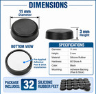 11mm X 3mm Peel   Stick Silicone Rubber Bumper Pads With 3m Adhesive 32 Pack