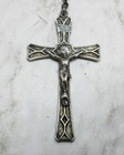 Vintage 1940 s Elco 925 Sterling Silver Crystal Bead Crucifix Cross Rosary