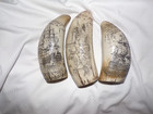 Lot Of 3 Scrimshaw Reproduction Faux Whale Tooth Maritime Napoleon King George 3