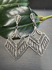 Vintage Sterling Silver Filigree Dangle Earrings Art Deco Estate Jewelry Unusual