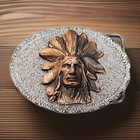 Vintage Native American Indian Chief Belt Buckle Copper Silver Plated  Sale   