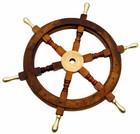 Vintage 24  Antique Wooden Ship Wheel Boat Steering Nautical Brass Anchor Decor