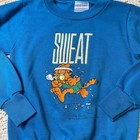 Vintage 1980s Garfield Blue Pullover Crewneck Sweat Shirt 8-10 Years
