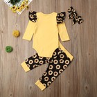 Infant Baby Girl Outfit Sunflower Romper Pants Headband Fall Autumn Clothes Set