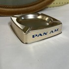 Gold Color Metal Pan Am Pan American Airways 5  Ashtray Vintage Italy Made