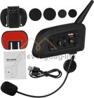 2x V6 Pro Motorcycle Helmet Intercom Bluetooth Headset 6 Riders 1500m Interphone