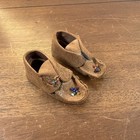 Vintage Miniature Leather Native American Beaded Moccasins  Souvenir  